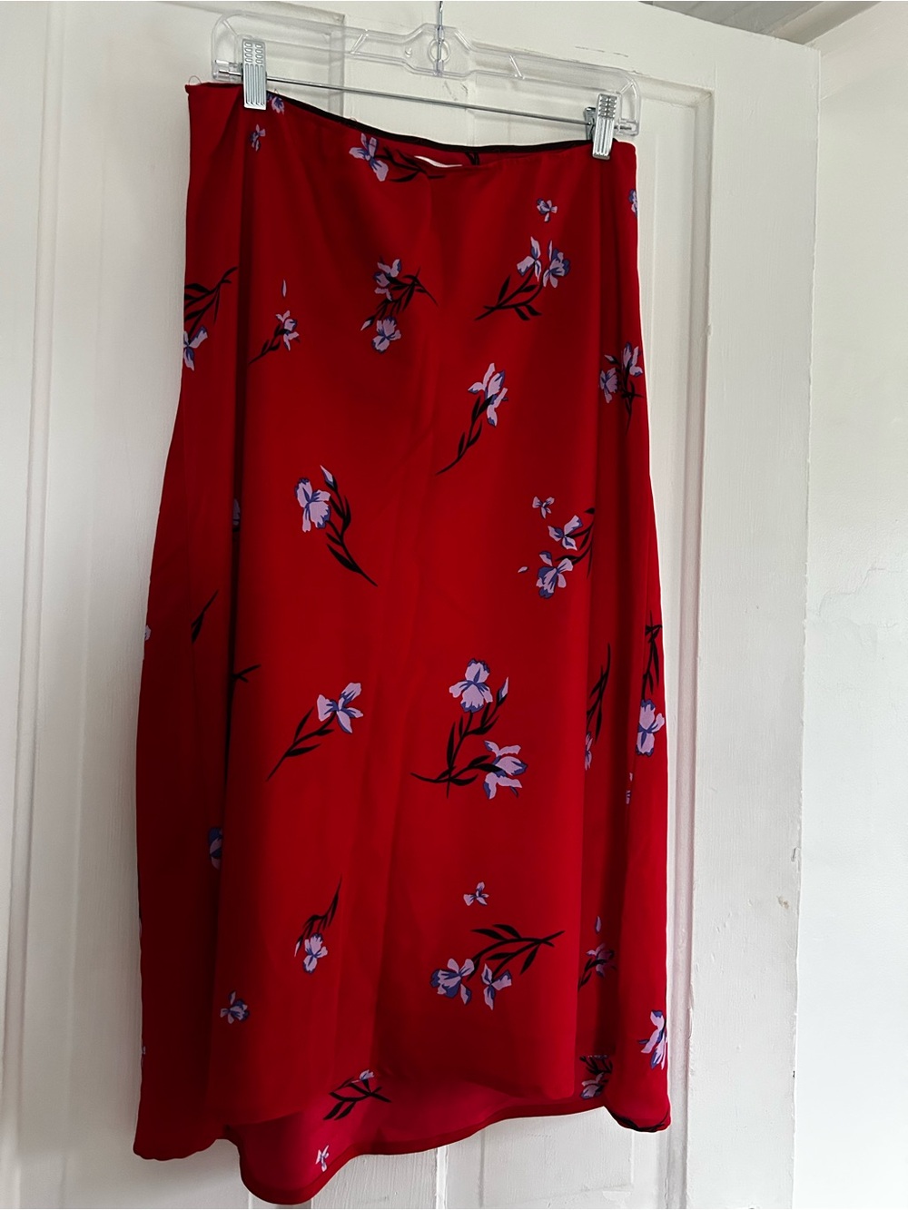 Red Floral Midi Skirt - Women's
